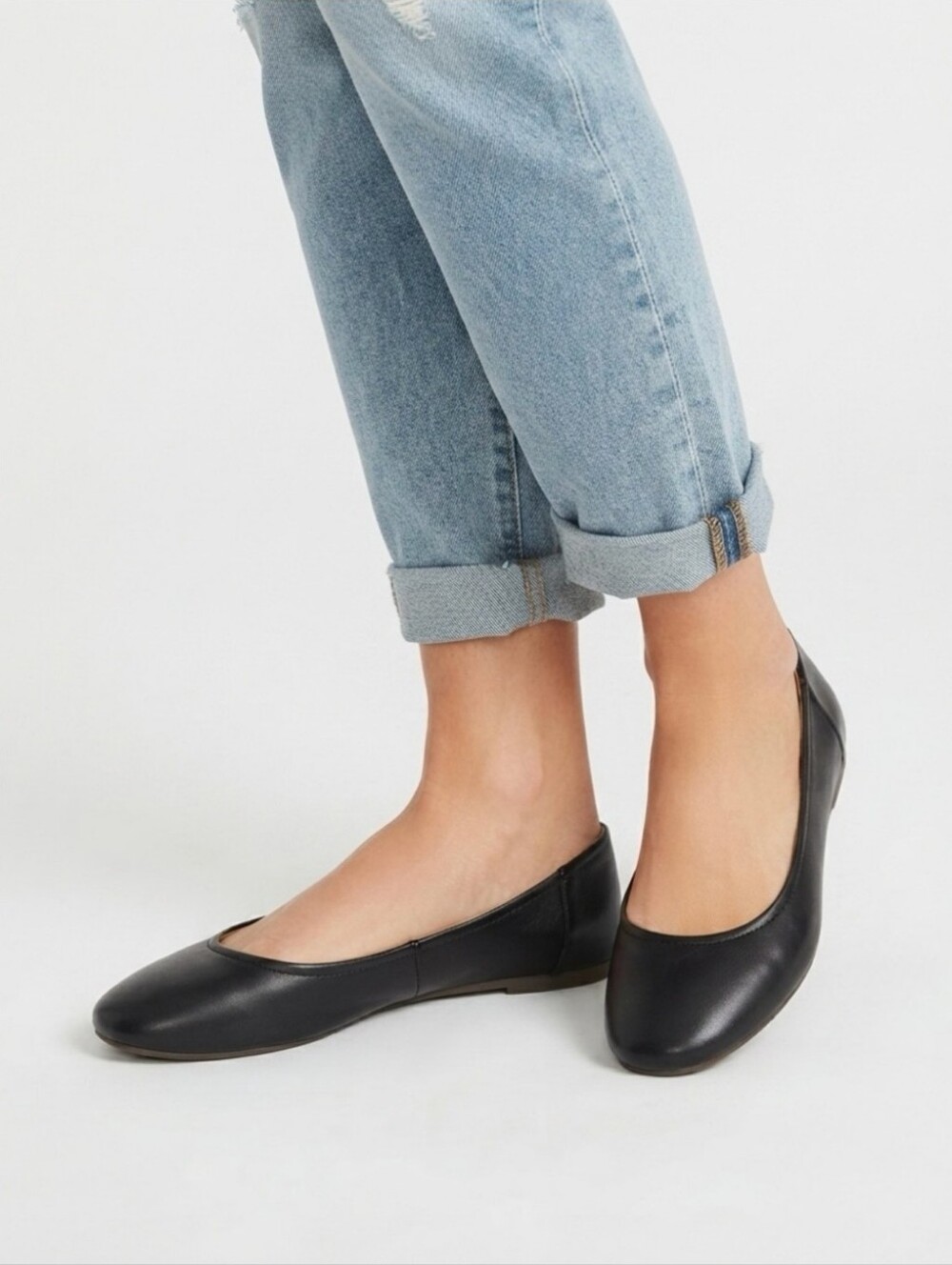 Lucky Brand Emmie Women's Leather Black Ballet Flats Round Toe Slip-On Shoe Sz 5